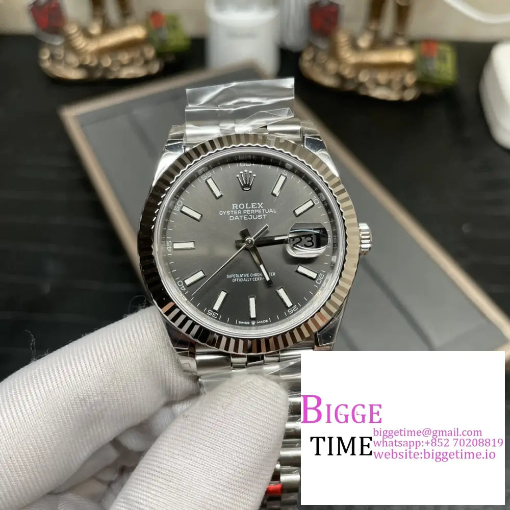 Datejust 41Mm 126334 Fluted Bezel Grey Dial Jubilee Bracelet Vsf Vs3235 Rolex