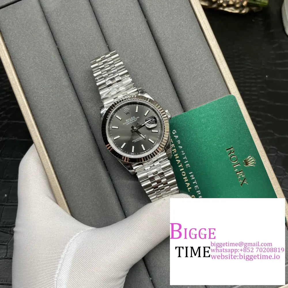 Datejust 41Mm 126334 Fluted Bezel Grey Dial Jubilee Bracelet Vsf Vs3235 Rolex