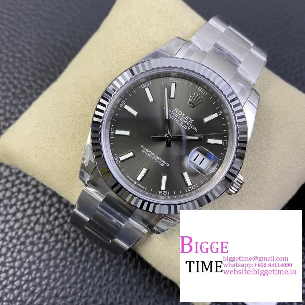Datejust 41Mm 126334 Fluted Bezel Grey Dial Oyster Bracelet Vsf Vs3235 Rolex