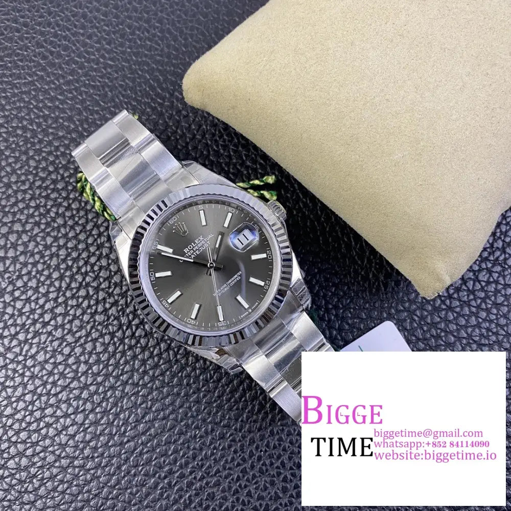 Datejust 41Mm 126334 Fluted Bezel Grey Dial Oyster Bracelet Vsf Vs3235 Rolex