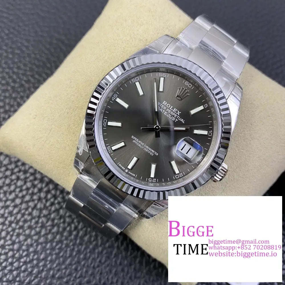 Datejust 41Mm 126334 Fluted Bezel Grey Dial Oyster Bracelet Vsf Vs3235 Rolex