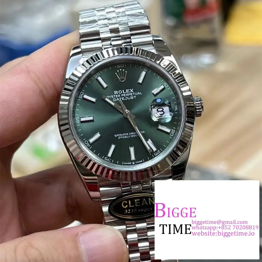 Datejust 41Mm 126334 Fluted Bezel Mint Green Dial Jubilee Bracelet Clean Factory Cf Vr3235 Rolex