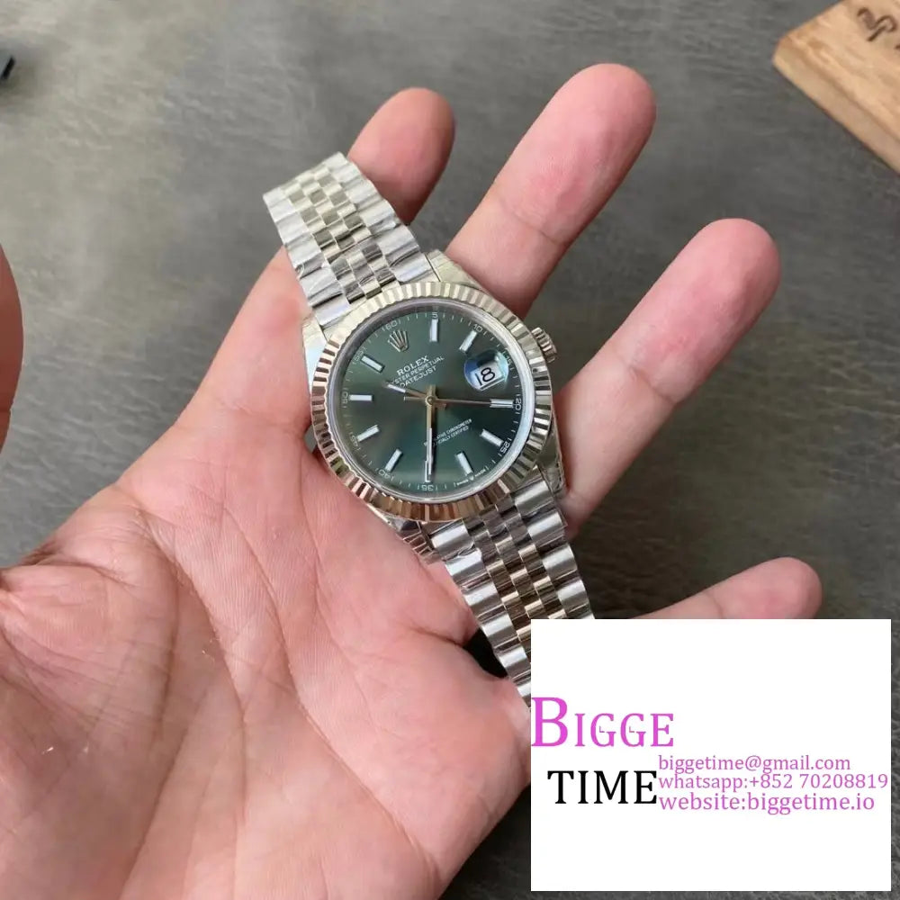 Datejust 41Mm 126334 Fluted Bezel Mint Green Dial Jubilee Bracelet Vsf Vs3235 Rolex