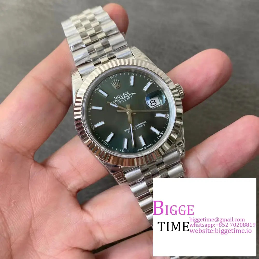 Datejust 41Mm 126334 Fluted Bezel Mint Green Dial Jubilee Bracelet Vsf Vs3235 Rolex