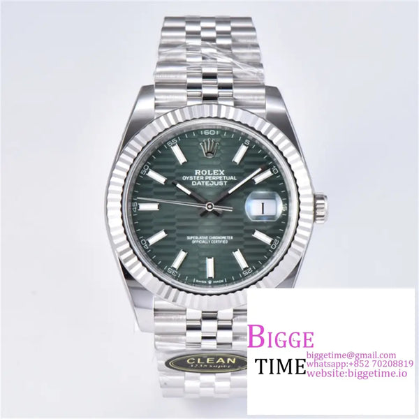 Datejust 41Mm 126334 Fluted Bezel Mint Green Motif Dial Jubilee Bracelet Clean Factory Cf Vr3235