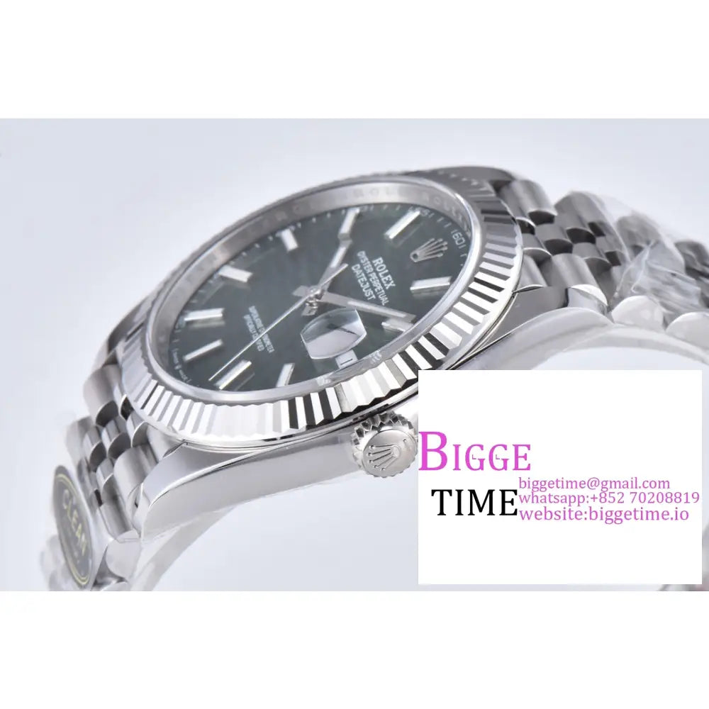 Datejust 41Mm 126334 Fluted Bezel Mint Green Motif Dial Jubilee Bracelet Clean Factory Cf Vr3235