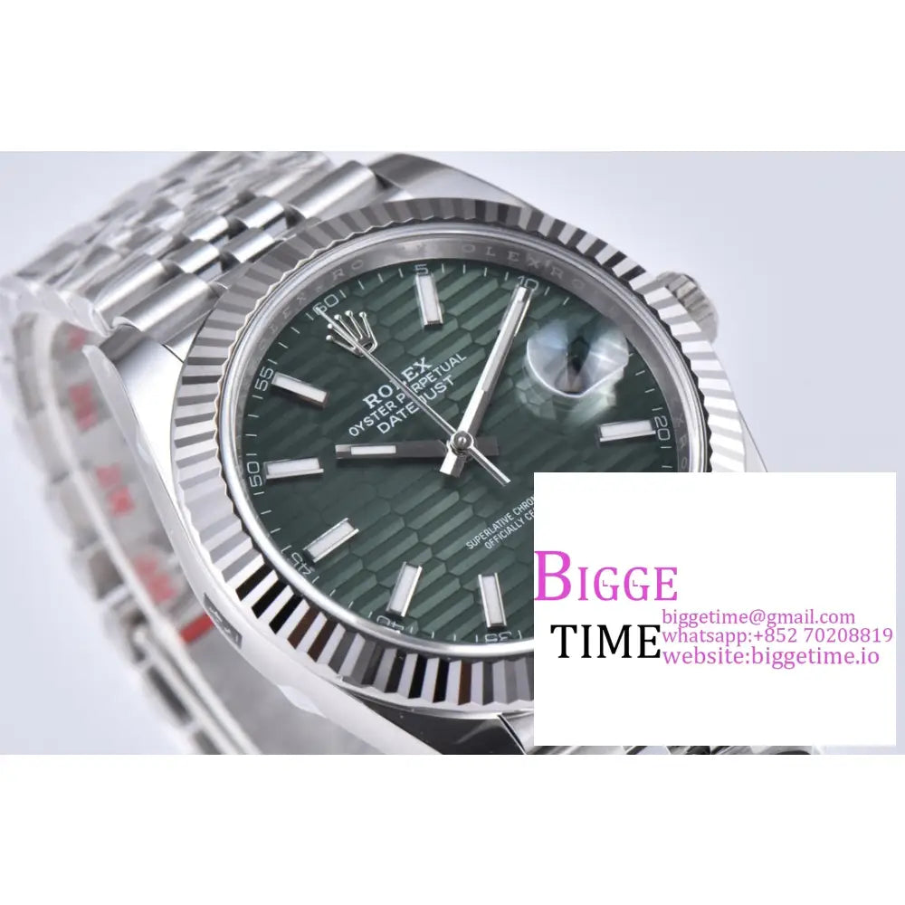 Datejust 41Mm 126334 Fluted Bezel Mint Green Motif Dial Jubilee Bracelet Clean Factory Cf Vr3235