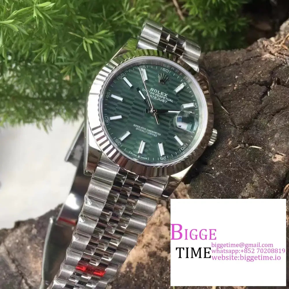 Datejust 41Mm 126334 Fluted Bezel Mint Green Motif Dial Jubilee Bracelet Vsf Vs3235 Rolex