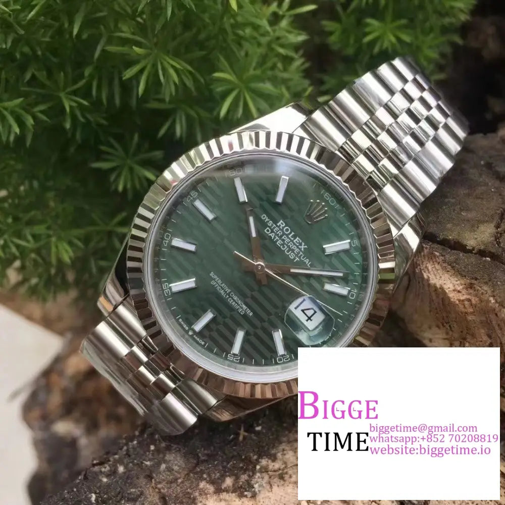 Datejust 41Mm 126334 Fluted Bezel Mint Green Motif Dial Jubilee Bracelet Vsf Vs3235 Rolex