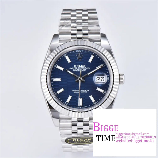 Datejust 41Mm 126334 Fluted Bezel Motif Blue Dial Jubilee Bracelet Clean Factory Cf Vr3235 Option1