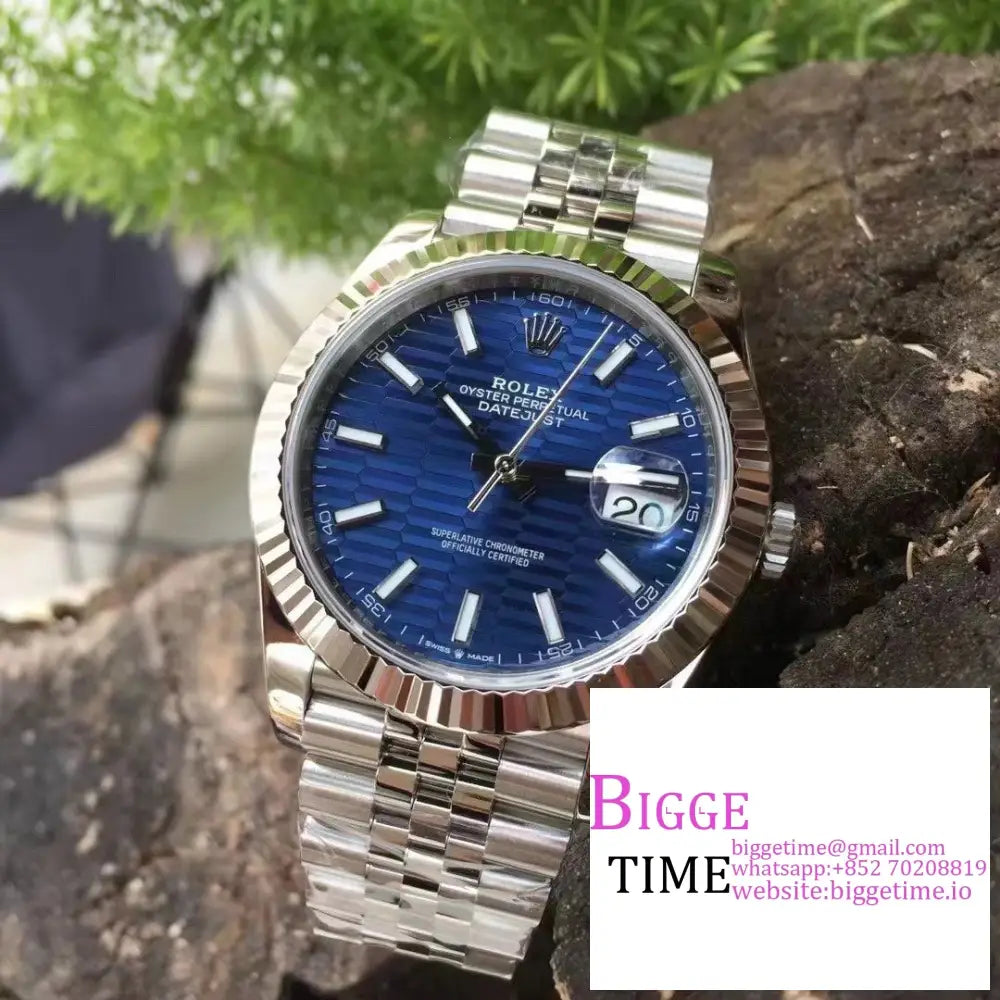 Datejust 41Mm 126334 Fluted Bezel Motif Blue Dial Jubilee Bracelet Vsf Vs3235 Option1 Rolex