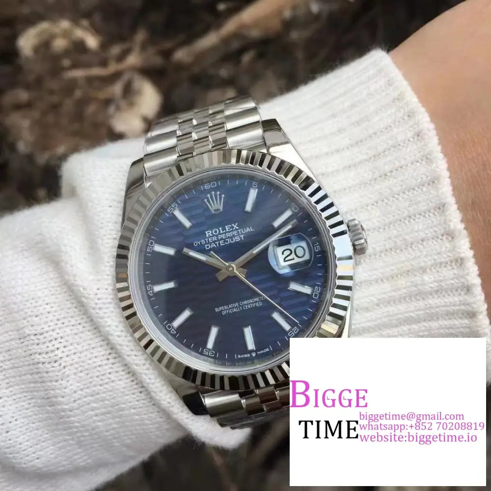 Datejust 41Mm 126334 Fluted Bezel Motif Blue Dial Jubilee Bracelet Vsf Vs3235 Rolex