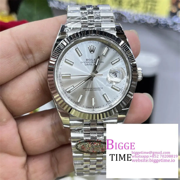 Datejust 41Mm 126334 Fluted Bezel Silver Dial Jubilee Bracelet Clean Factory Cf Vr3235 Option1 Rolex