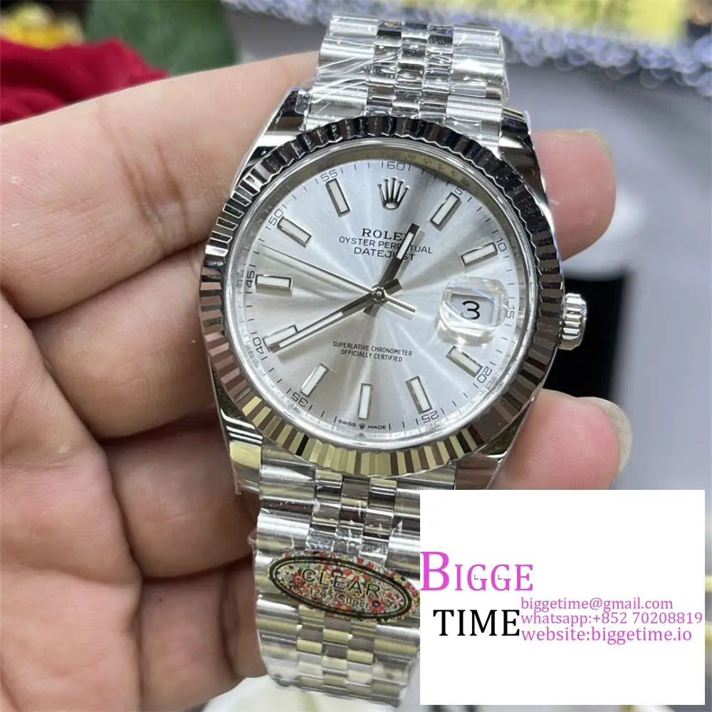 Datejust 41Mm 126334 Fluted Bezel Silver Dial Jubilee Bracelet Clean Factory Cf Vr3235 Rolex