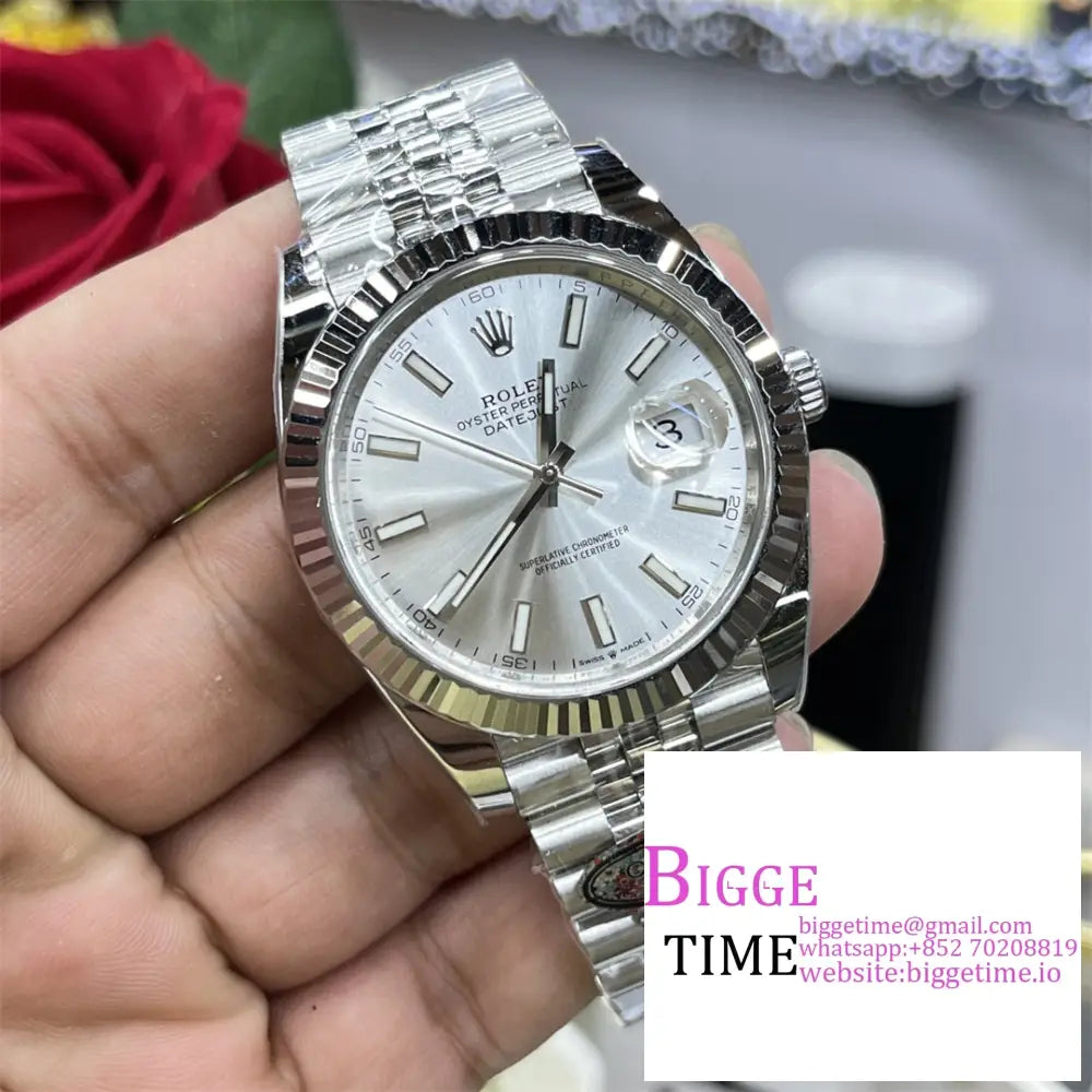 Datejust 41Mm 126334 Fluted Bezel Silver Dial Jubilee Bracelet Clean Factory Cf Vr3235 Rolex