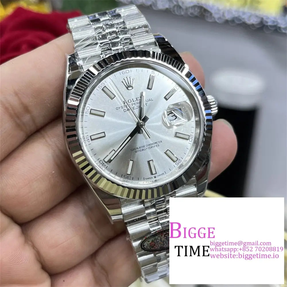 Datejust 41Mm 126334 Fluted Bezel Silver Dial Jubilee Bracelet Clean Factory Cf Vr3235 Rolex