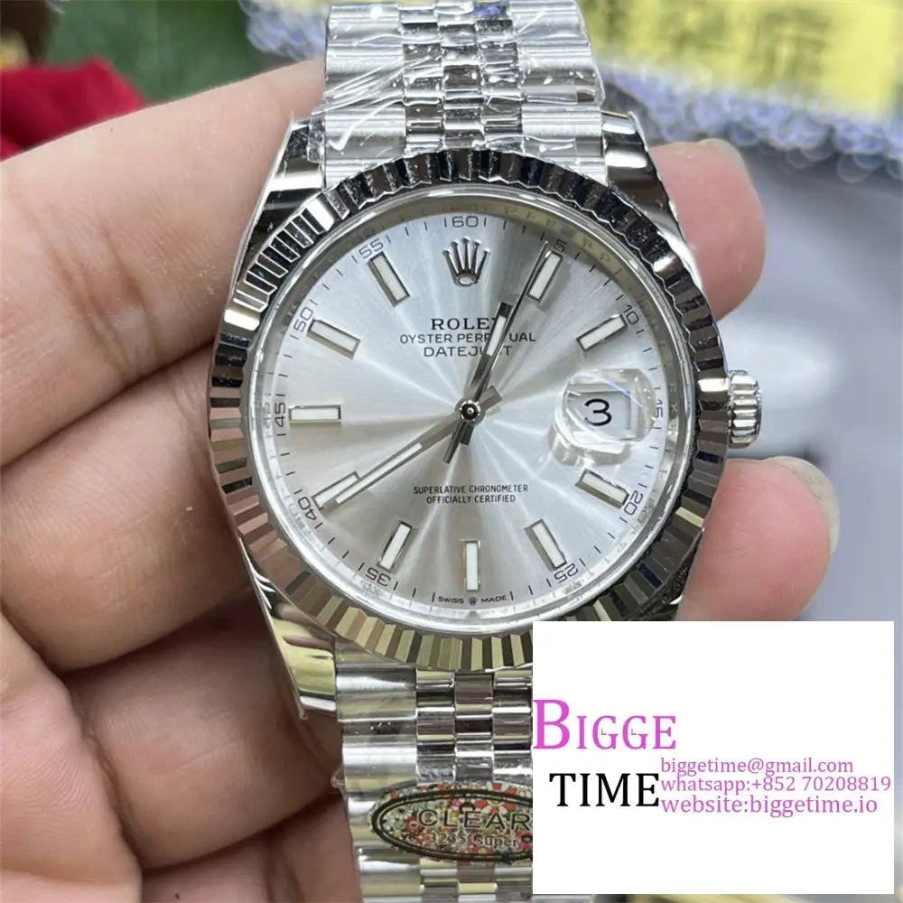 Datejust 41Mm 126334 Fluted Bezel Silver Dial Jubilee Bracelet Clean Factory Cf Vr3235 Rolex