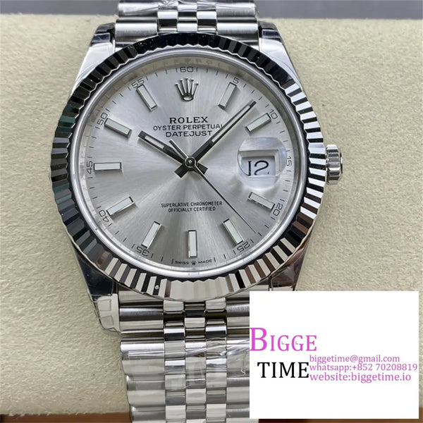 Datejust 41Mm 126334 Fluted Bezel Silver Dial Jubilee Bracelet Vsf Vs3235 Option1 Rolex