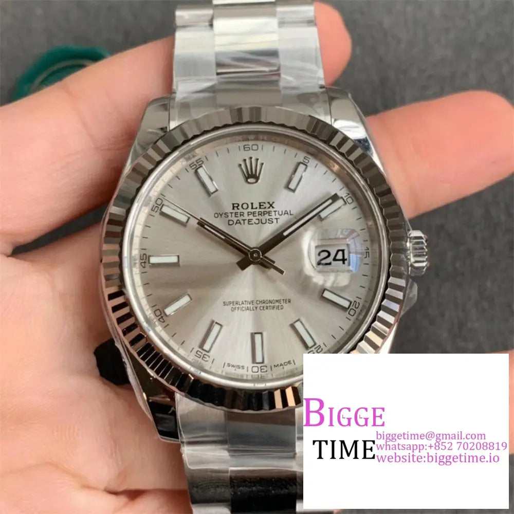 Datejust 41Mm 126334 Fluted Bezel Silver Dial Oyster Bracelet Vsf Vs3235 Option1 Rolex