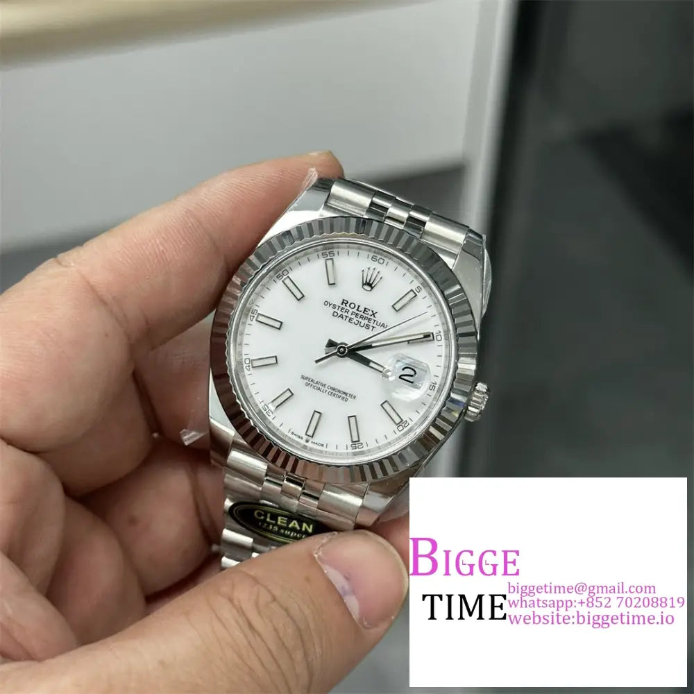 Datejust 41Mm 126334 Fluted Bezel White Dial Jubilee Bracelet Clean Factory Cf Vr3235 Option1 Rolex