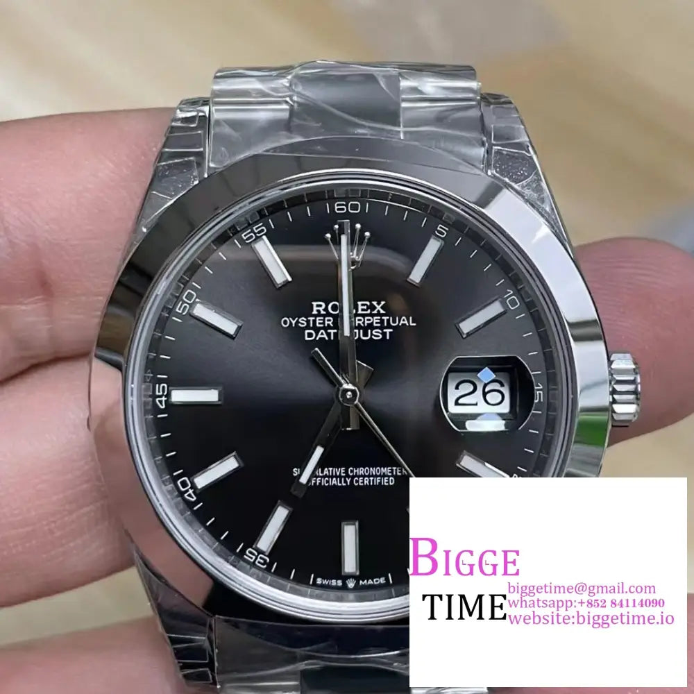Datejust 41Mm 126300 Smooth Bezel Black Dial Oyster Bracelet Vsf Vs3235 Rolex