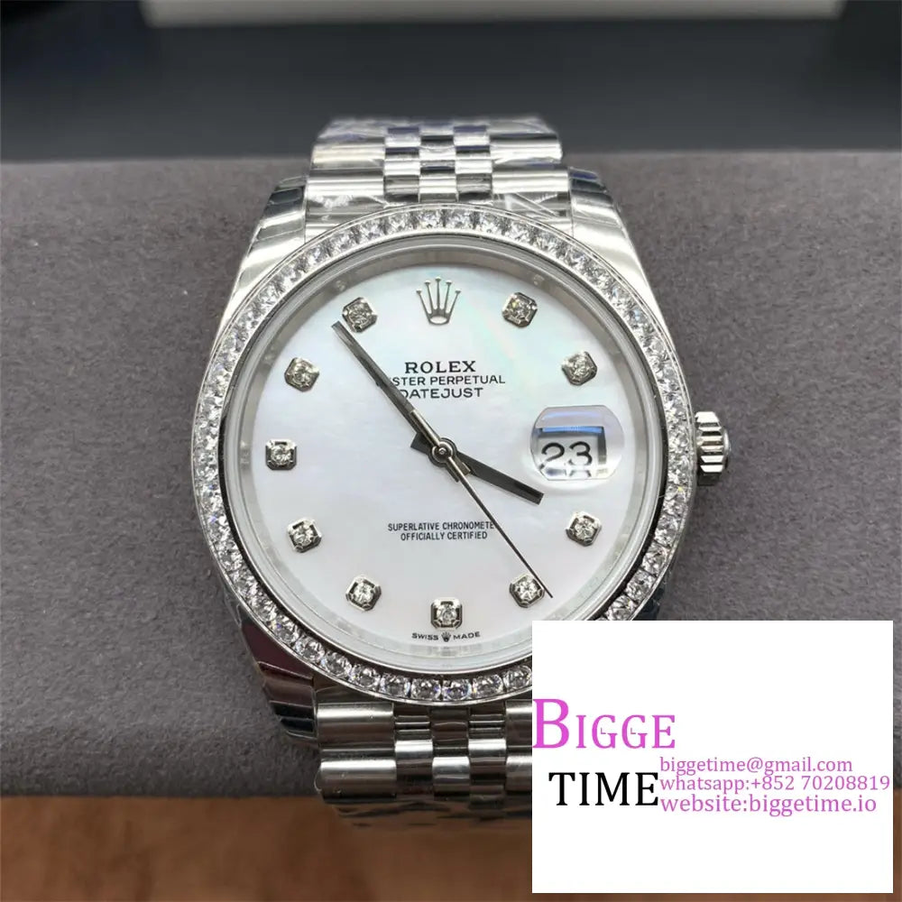 Datejust 41Mm Diamond Bezel Mop Dial Marker Jubilee Bracelet Clean Factory Cf Vr3235 Option1 Rolex