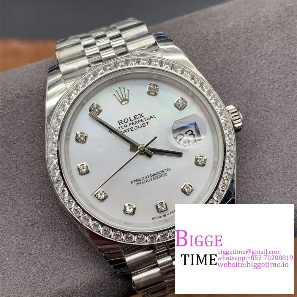 Datejust 41Mm Diamond Bezel Mop Dial Marker Jubilee Bracelet Clean Factory Cf Vr3235 Rolex