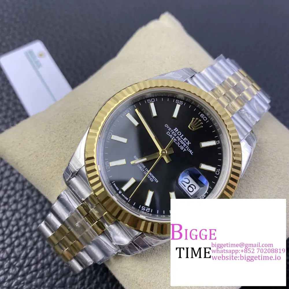 Datejust 41Mm Fluted Bezel Black Dial Yg/Ss Jubilee Bracelet Vsf Vs3235 Rolex