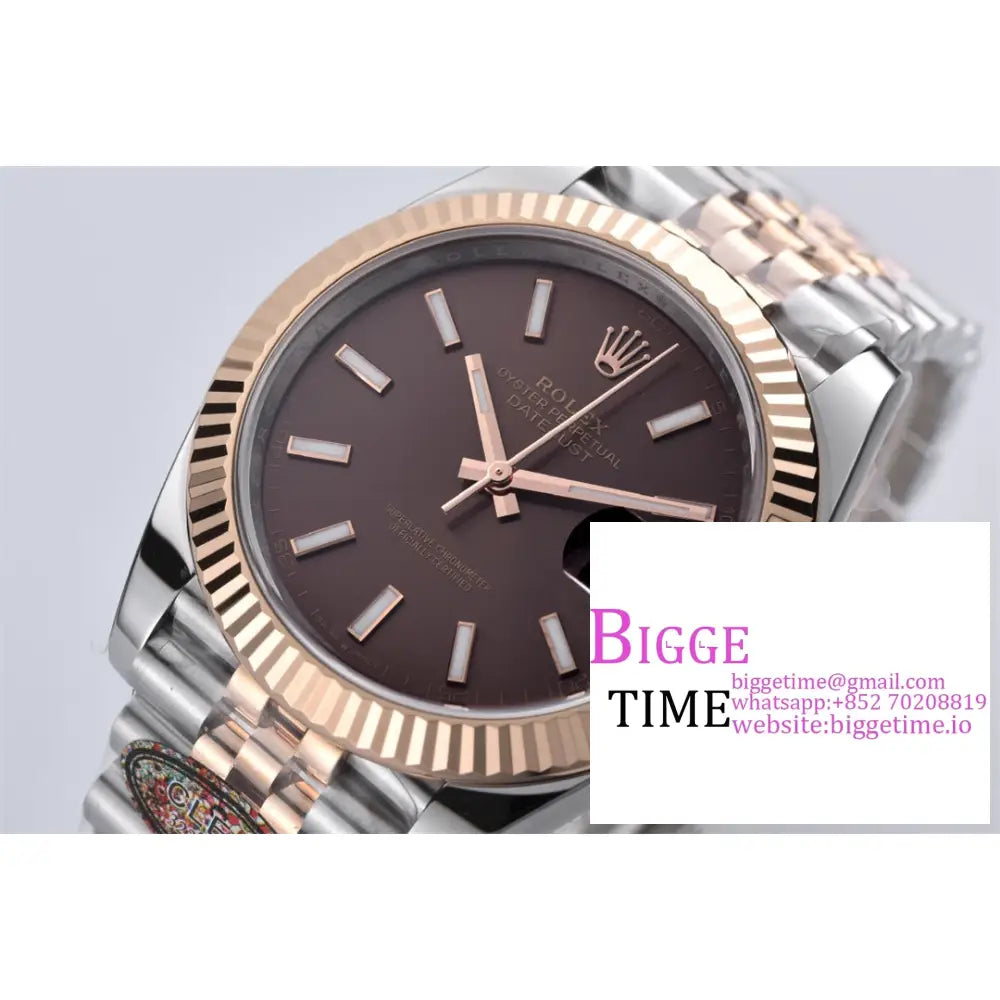 Datejust 41Mm Fluted Bezel Chocolate Dial Rg/Ss Jubilee Bracelet Clean Factory Cf Vr3235 Rolex