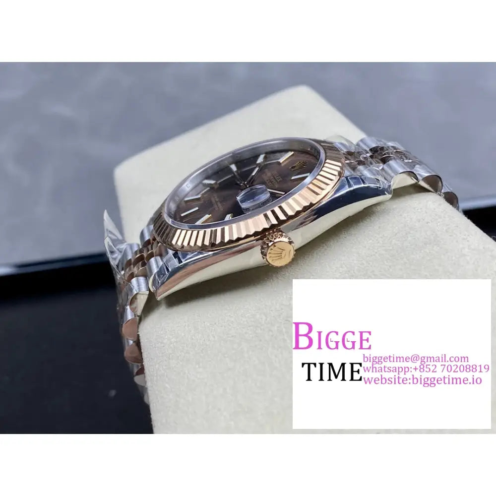 Datejust 41Mm Fluted Bezel Chocolate Dial Rg/Ss Jubilee Bracelet Vsf Vs3235 Rolex