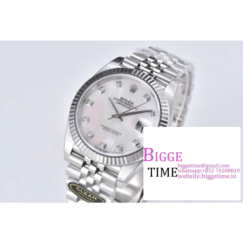 Datejust 41Mm Fluted Bezel Mop Dial Diamond Marker Oyster Bracelet Clean Factory Cf Vr3235 Rolex