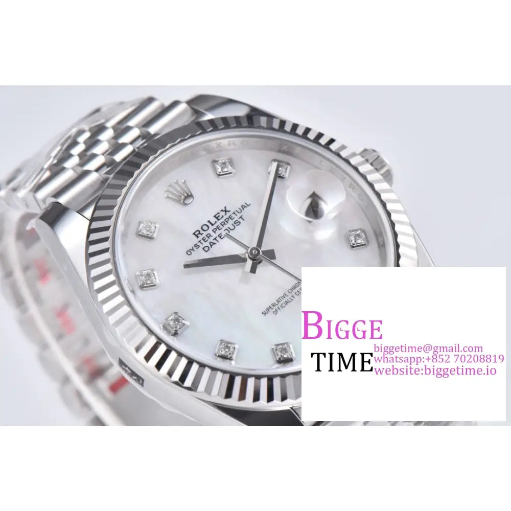 Datejust 41Mm Fluted Bezel Mop Dial Diamond Marker Oyster Bracelet Clean Factory Cf Vr3235 Rolex