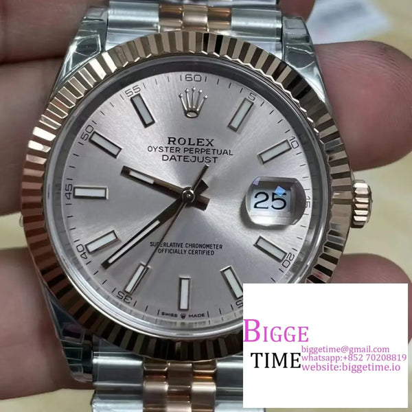 Datejust 41Mm Fluted Bezel Silver Dial Rg/Ss Jubilee Bracelet Vsf Vs3235 Option1 Rolex