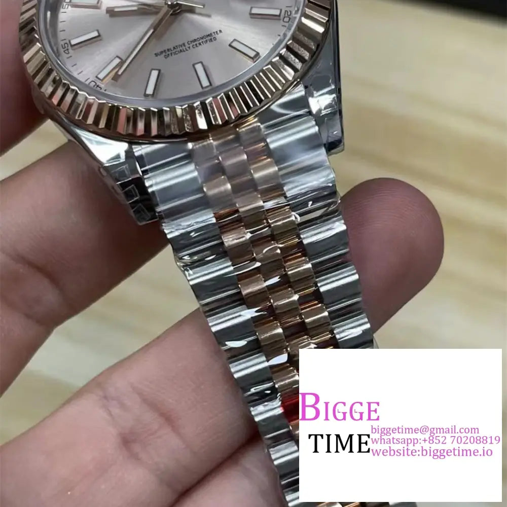 Datejust 41Mm Fluted Bezel Silver Dial Rg/Ss Jubilee Bracelet Vsf Vs3235 Rolex