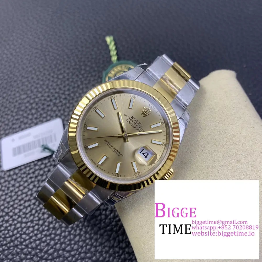 Datejust 41Mm Fluted Bezel Yg Dial Yg/Ss Oyster Bracelet Vsf Vs3235 Rolex