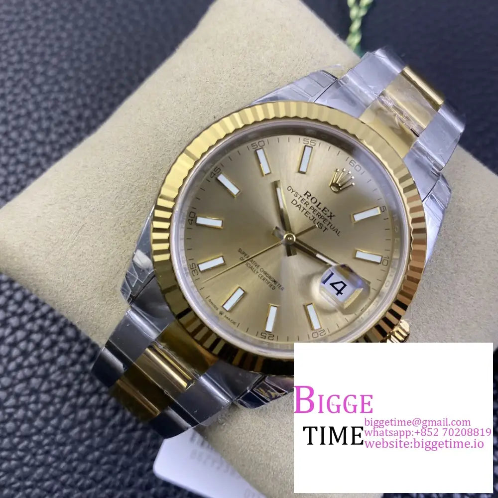 Datejust 41Mm Fluted Bezel Yg Dial Yg/Ss Oyster Bracelet Vsf Vs3235 Rolex