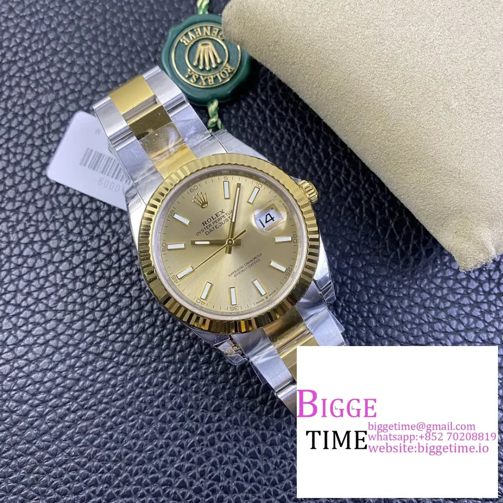 Datejust 41Mm Fluted Bezel Yg Dial Yg/Ss Oyster Bracelet Vsf Vs3235 Rolex