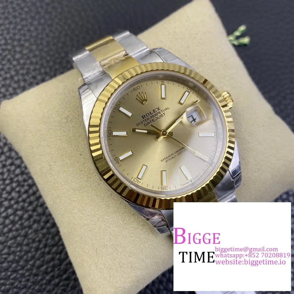 Datejust 41Mm Fluted Bezel Yg Dial Yg/Ss Oyster Bracelet Vsf Vs3235 Rolex