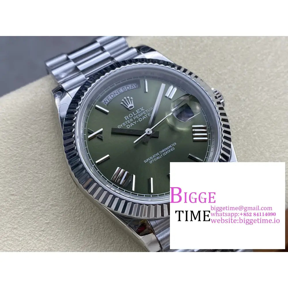 Daydate 40Mm Green Dial Roma Marker President Bracelet Gmf A2836 Tungsten Rolex