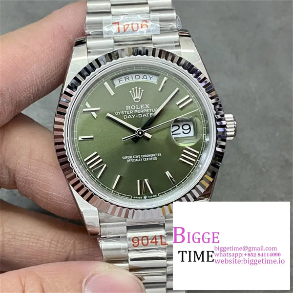 Daydate 40Mm Green Dial Roma Marker President Bracelet Gmf A3255 Option1 Rolex