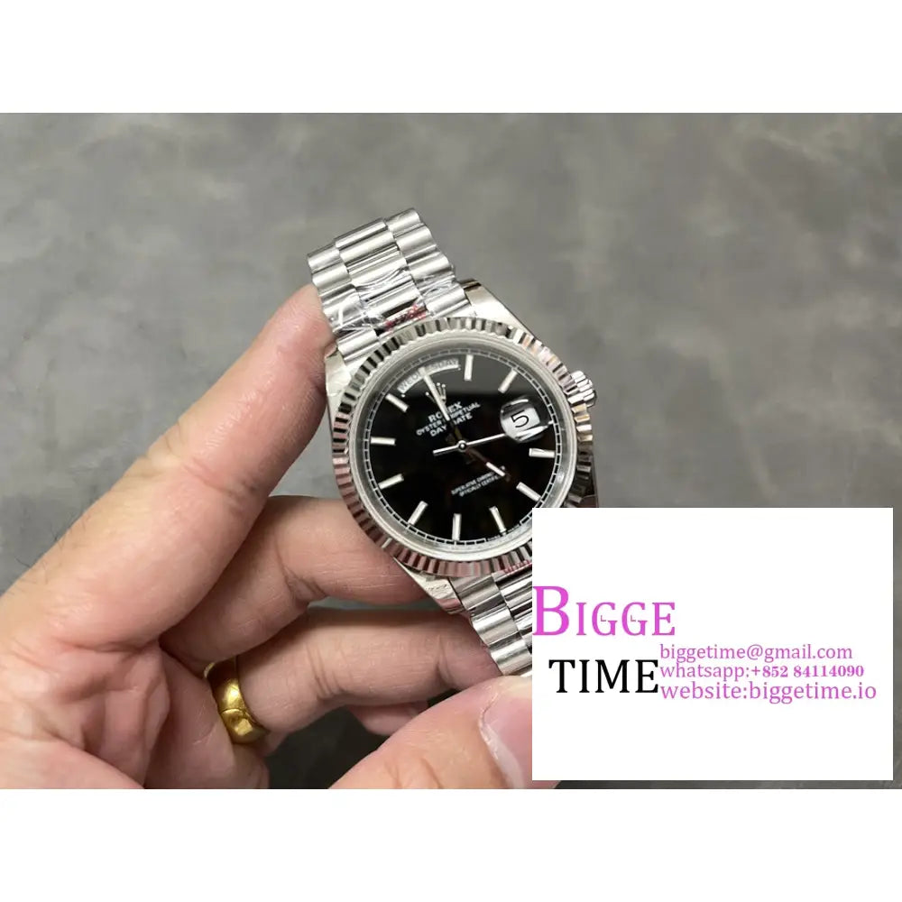Daydate 40Mm Black Dial President Bracelet Gmf A2836 Tungsten Rolex