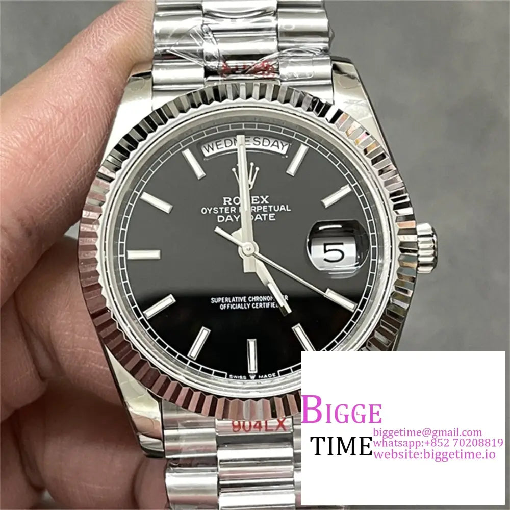 Daydate 40Mm Black Dial President Bracelet Gmf A2836 Tungsten Option1 Rolex