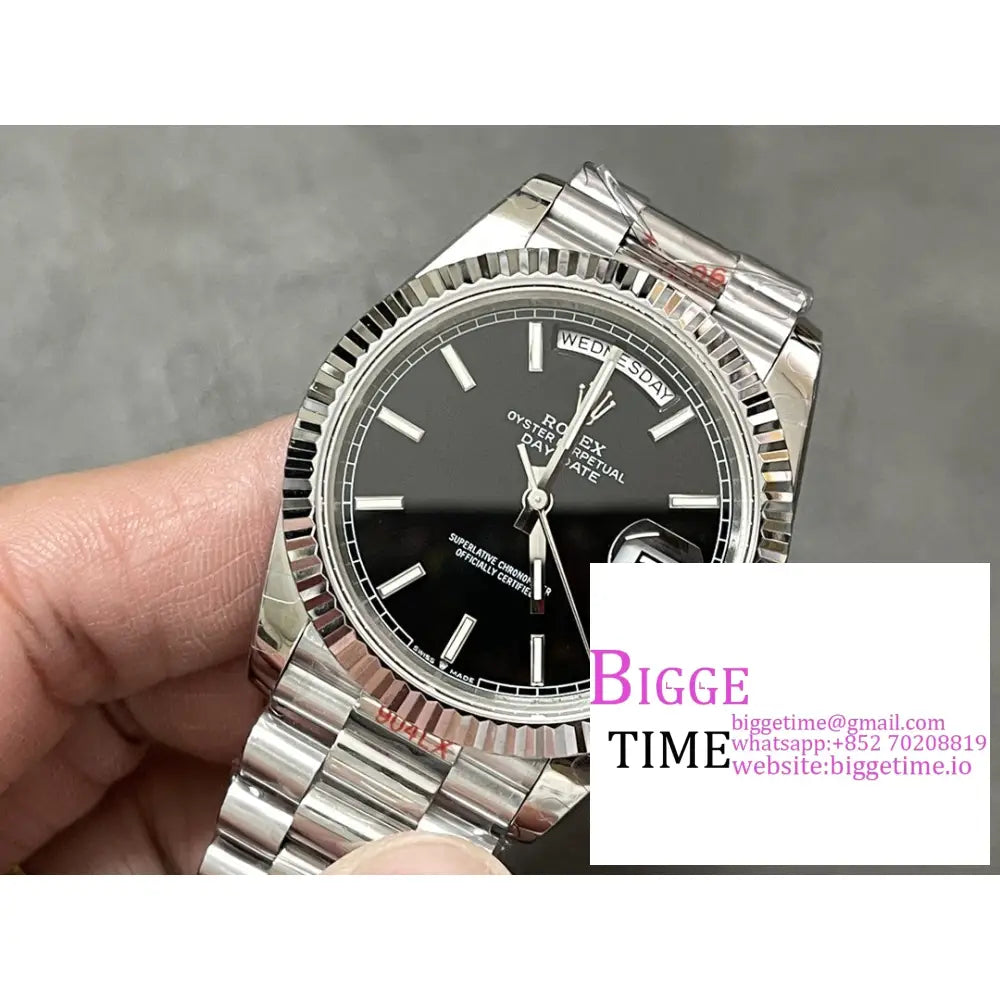 Daydate 40Mm Black Dial President Bracelet Gmf A2836 Tungsten Rolex