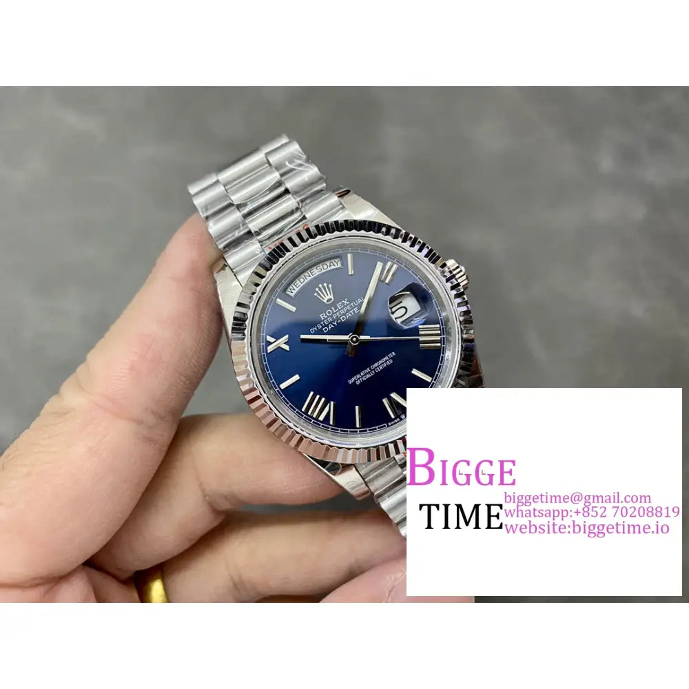 Daydate 40Mm Blue Dial Roma Marker President Bracelet Gmf A2836 Tungsten Rolex