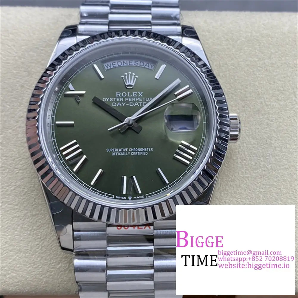 Daydate 40Mm Green Dial Roma Marker President Bracelet Gmf A2836 Tungsten Option1 Rolex