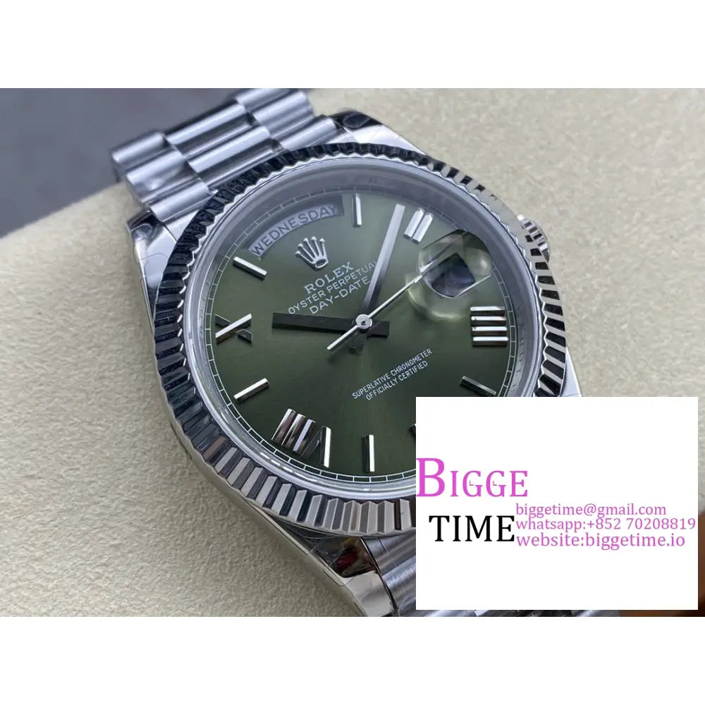 Daydate 40Mm Green Dial Roma Marker President Bracelet Gmf A2836 Tungsten Rolex