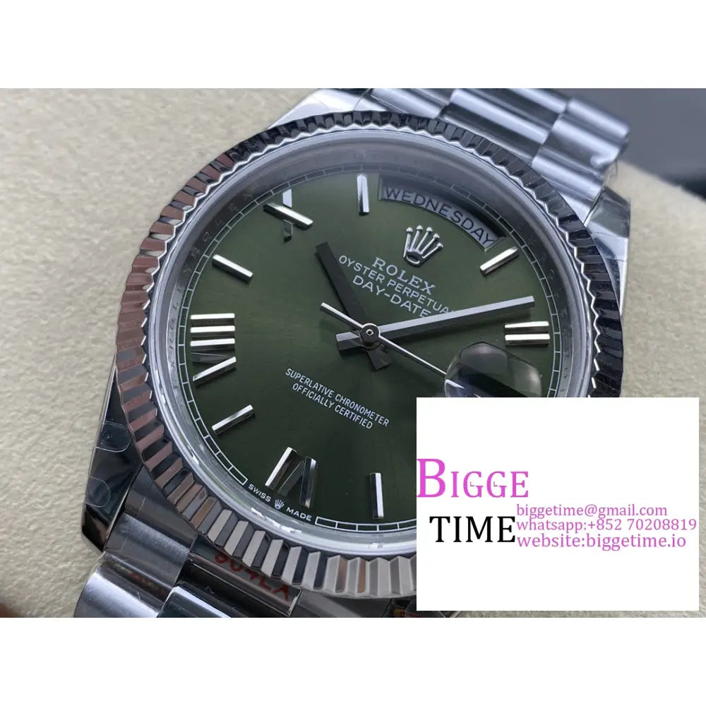 Daydate 40Mm Green Dial Roma Marker President Bracelet Gmf A2836 Tungsten Rolex