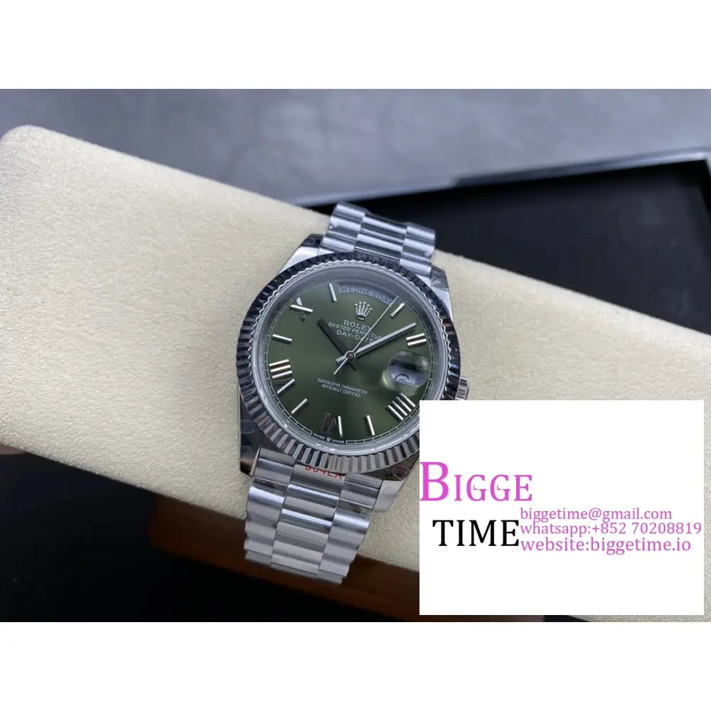 Daydate 40Mm Green Dial Roma Marker President Bracelet Gmf A2836 Tungsten Rolex