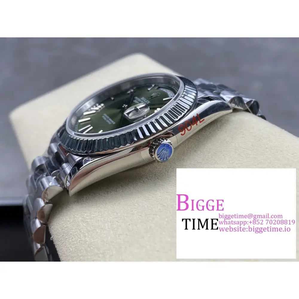 Daydate 40Mm Green Dial Roma Marker President Bracelet Gmf A2836 Tungsten Rolex