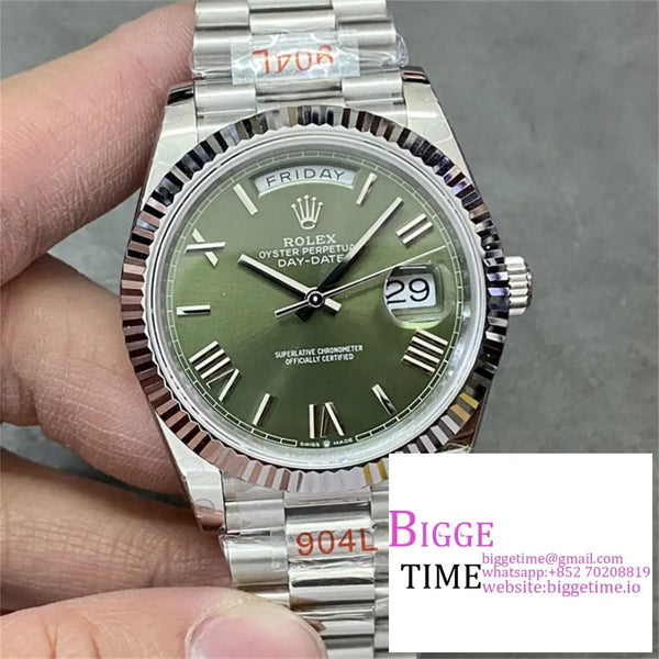 Daydate 40Mm Green Dial Roma Marker President Bracelet Gmf A3255 Option1 Rolex